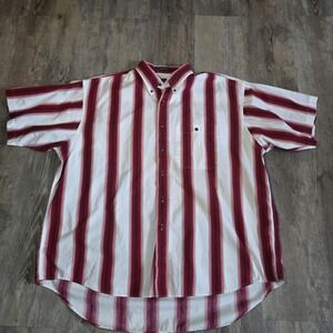 Vintage Colours by Alexander Julian Shirt Mens XL Red White Vertical Stripe